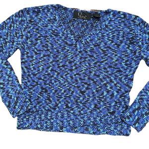 Anthropologie Cousin Johnny Crochet Knit Sweater Size Small Purple & Blu…